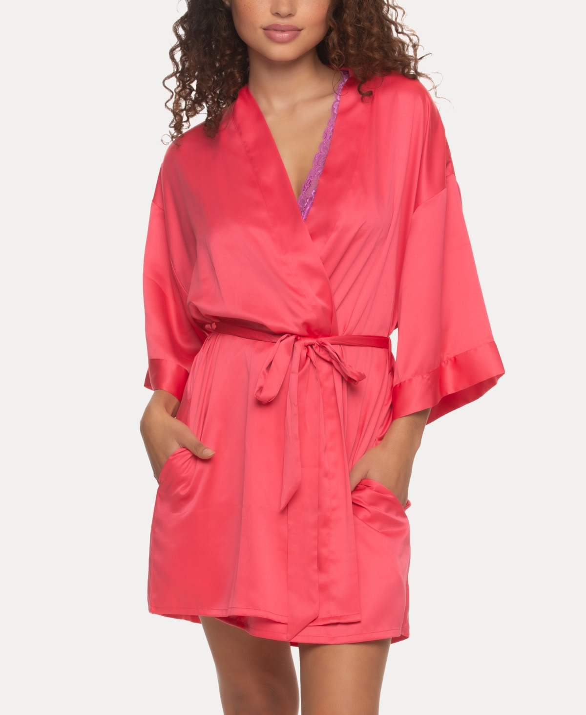Jezebel Women's Muse Satin Lingerie Kimono Robe In Red