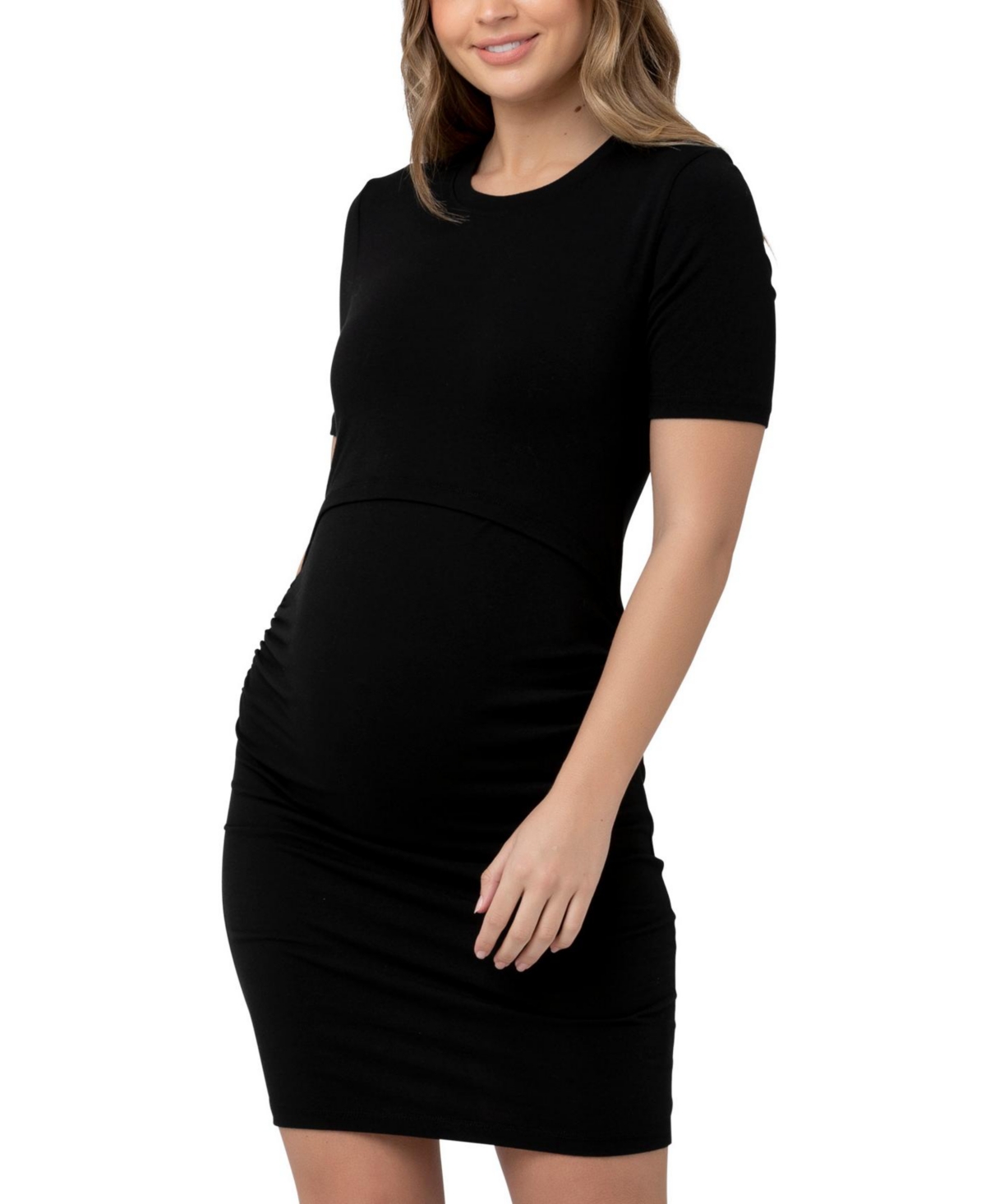 Maternity Organic Nursing Short Sleeve Dress - Black