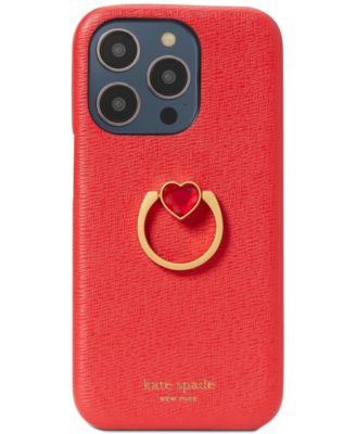kate spade new york - Valentine's Day Novelty Leather Wrapped Heart Ring Stand iPhone 14 Pro Phone Case