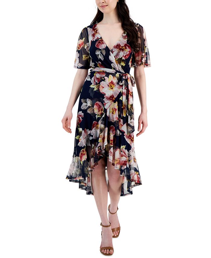 Cece floral print asymmetrical dress hotsell