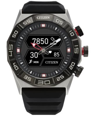 Citizen Men's CZ Smart Hybrid Black Silicone Strap Smart Watch 44mm ...