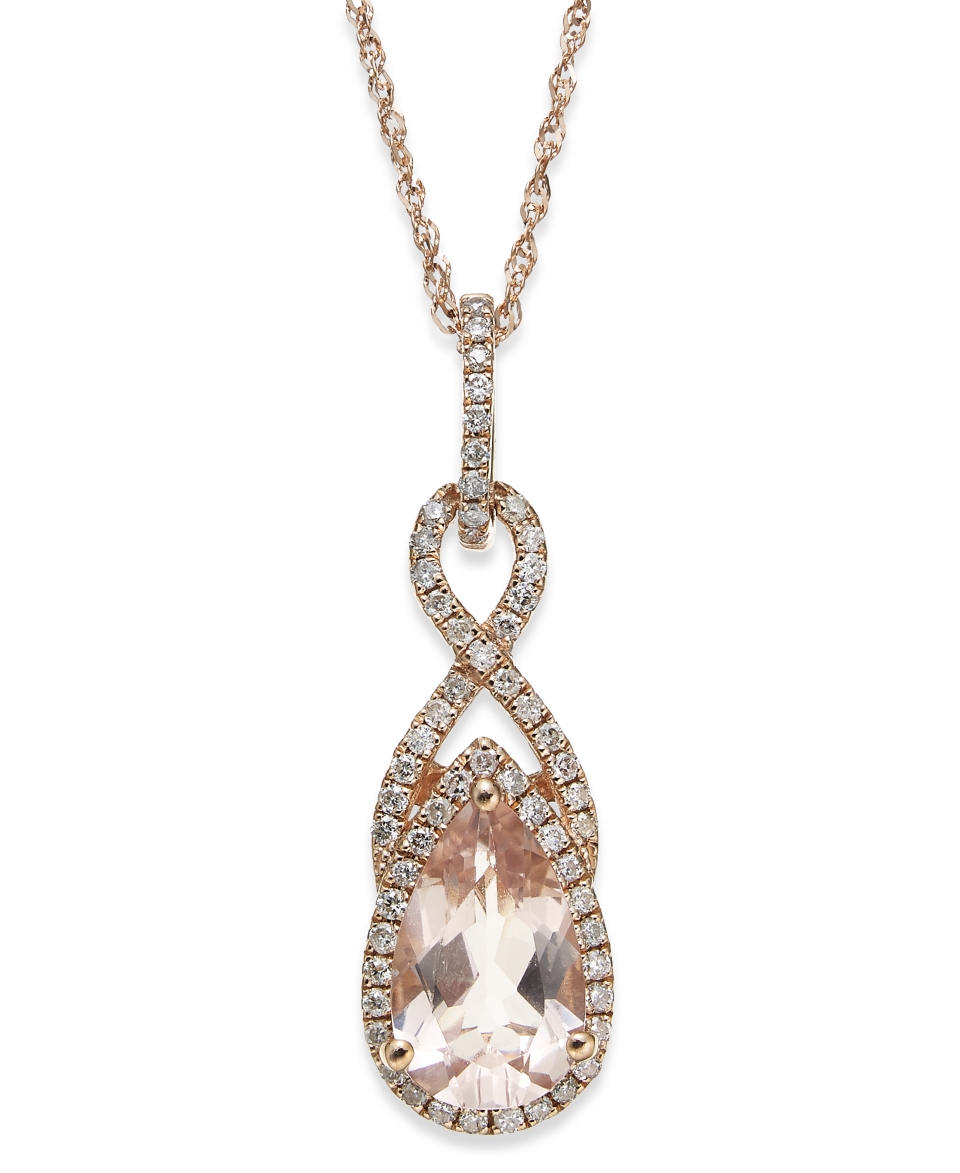 Morganite (1 1/10 ct. t.w.) and Diamond (1/5 ct. t.w.) Drop Pendant