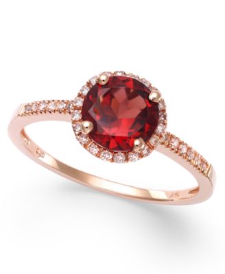 Garnet (1-3/8 ct. t.w.) and Diamond (1/8 ct. t.w.) Ring in 14k Rose Gold