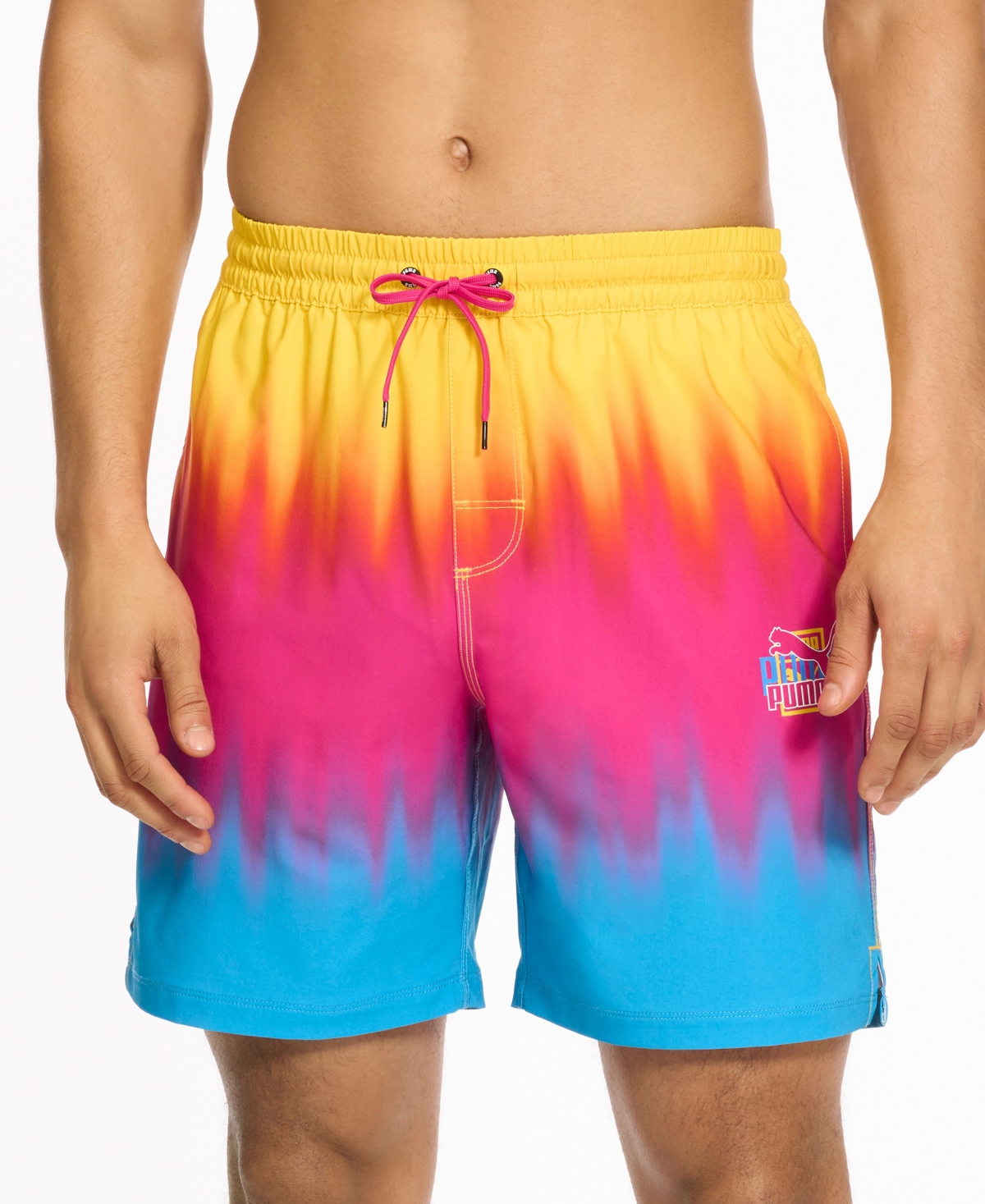Puma Men's 7" Tie-dye Swim Shorts In Medium Pink