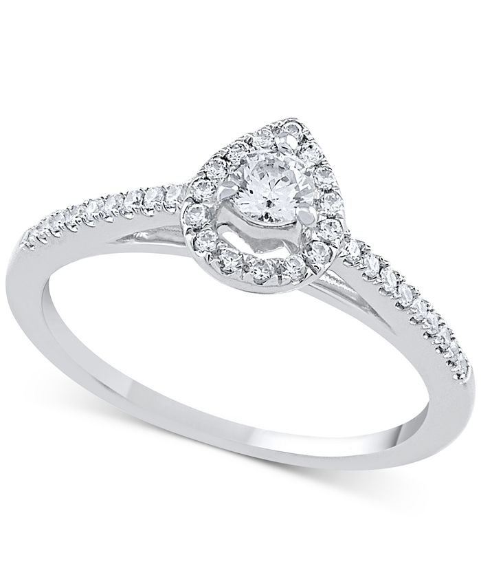 Macy's Diamond Teardrop Halo Engagement Ring (1/4 ct. t.w.) in 14k