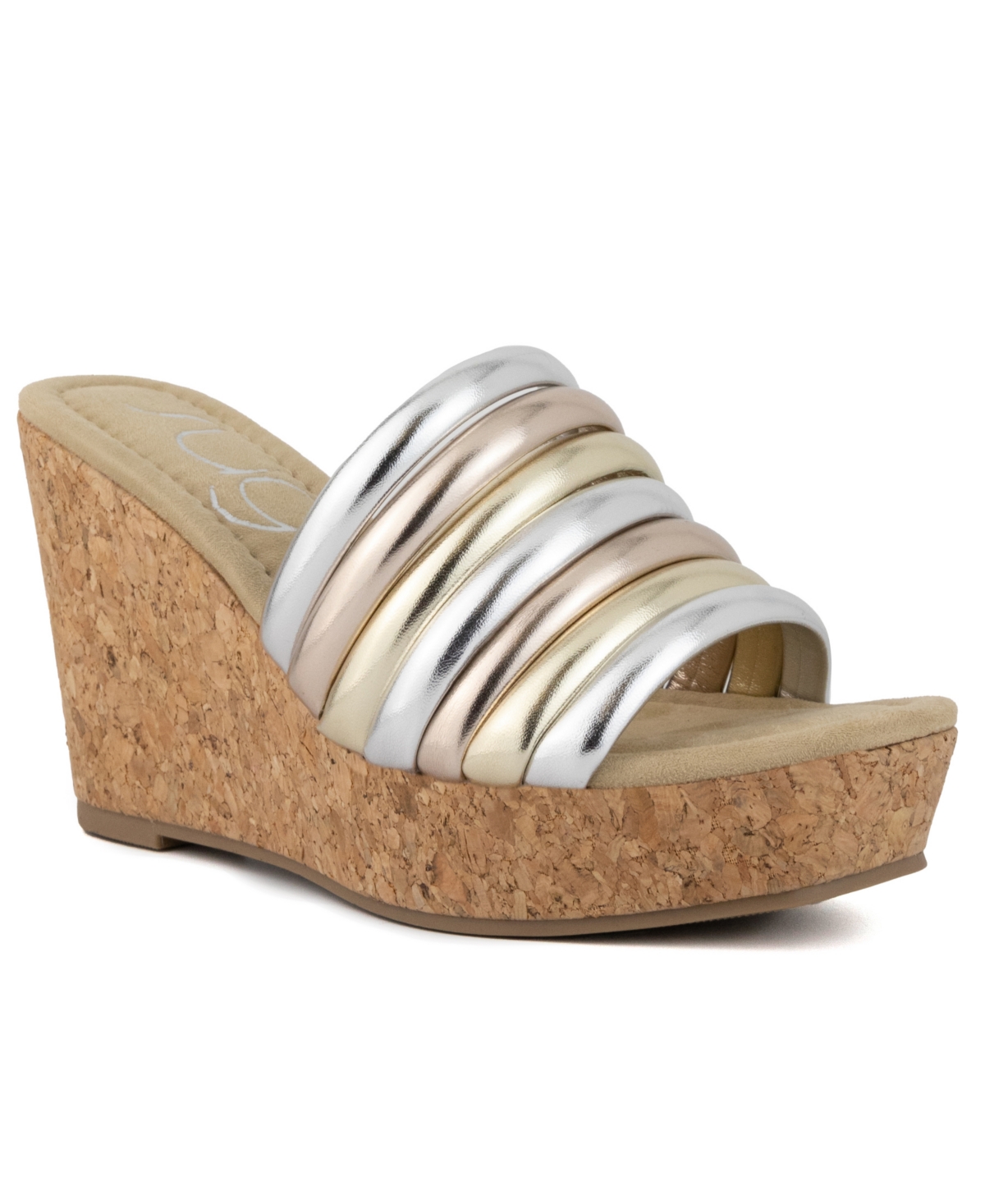  Sugar Women's Slide Sandal Knotted Upper Design Cushioned Open  Toe Slip On Sandals - Olena White 6