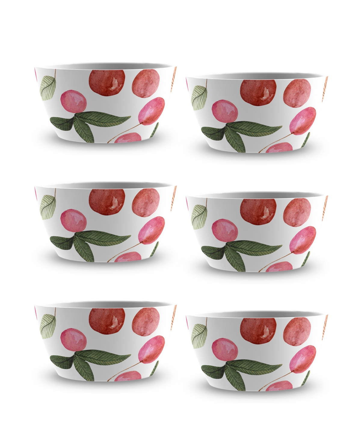 Berries Cherries Dessert Bowl Set of 6 - Assorted