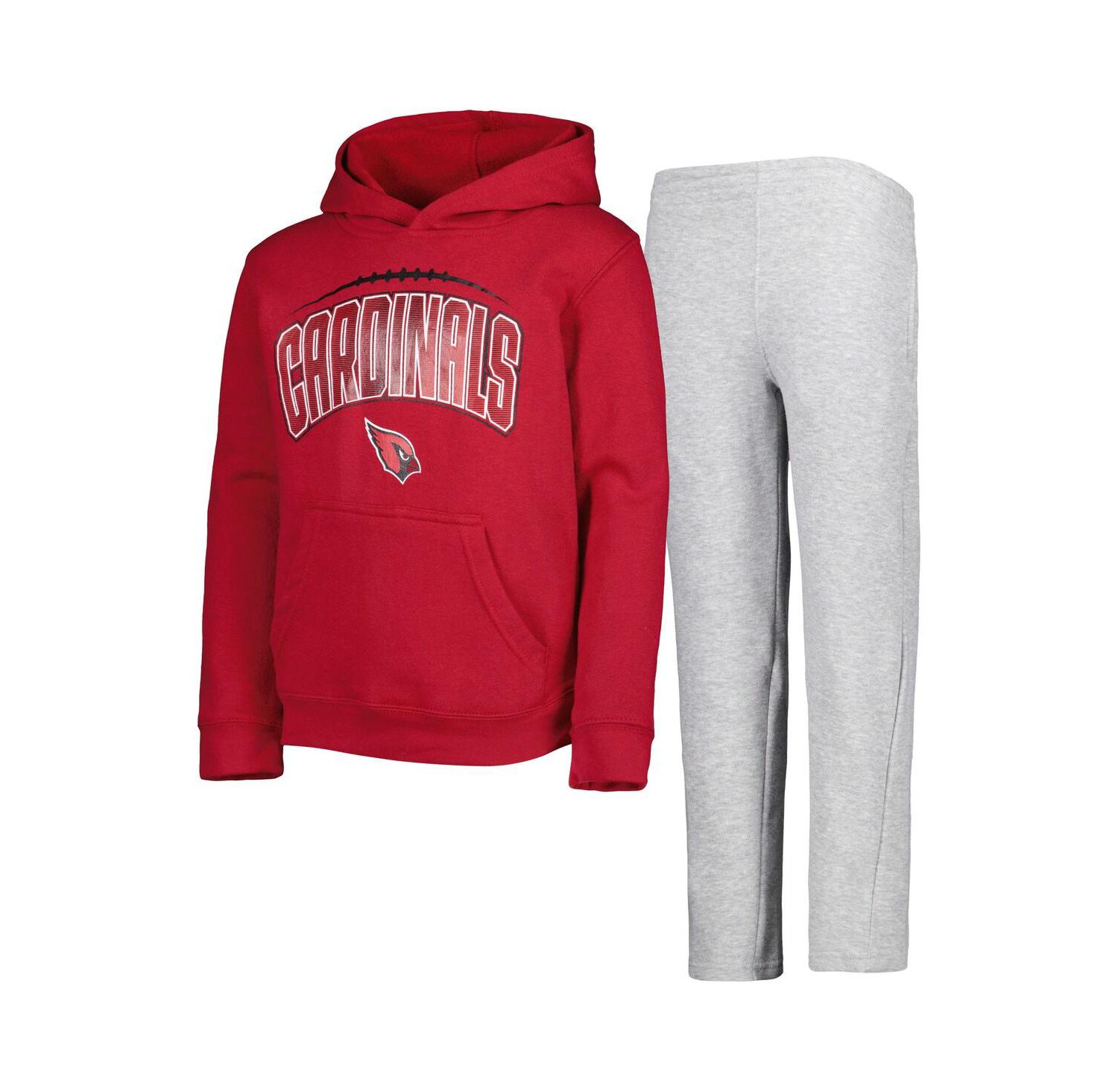 Big Boys and Girls Cardinal, Heather Gray Arizona Cardinals Double Up Pullover Hoodie and Pants Set