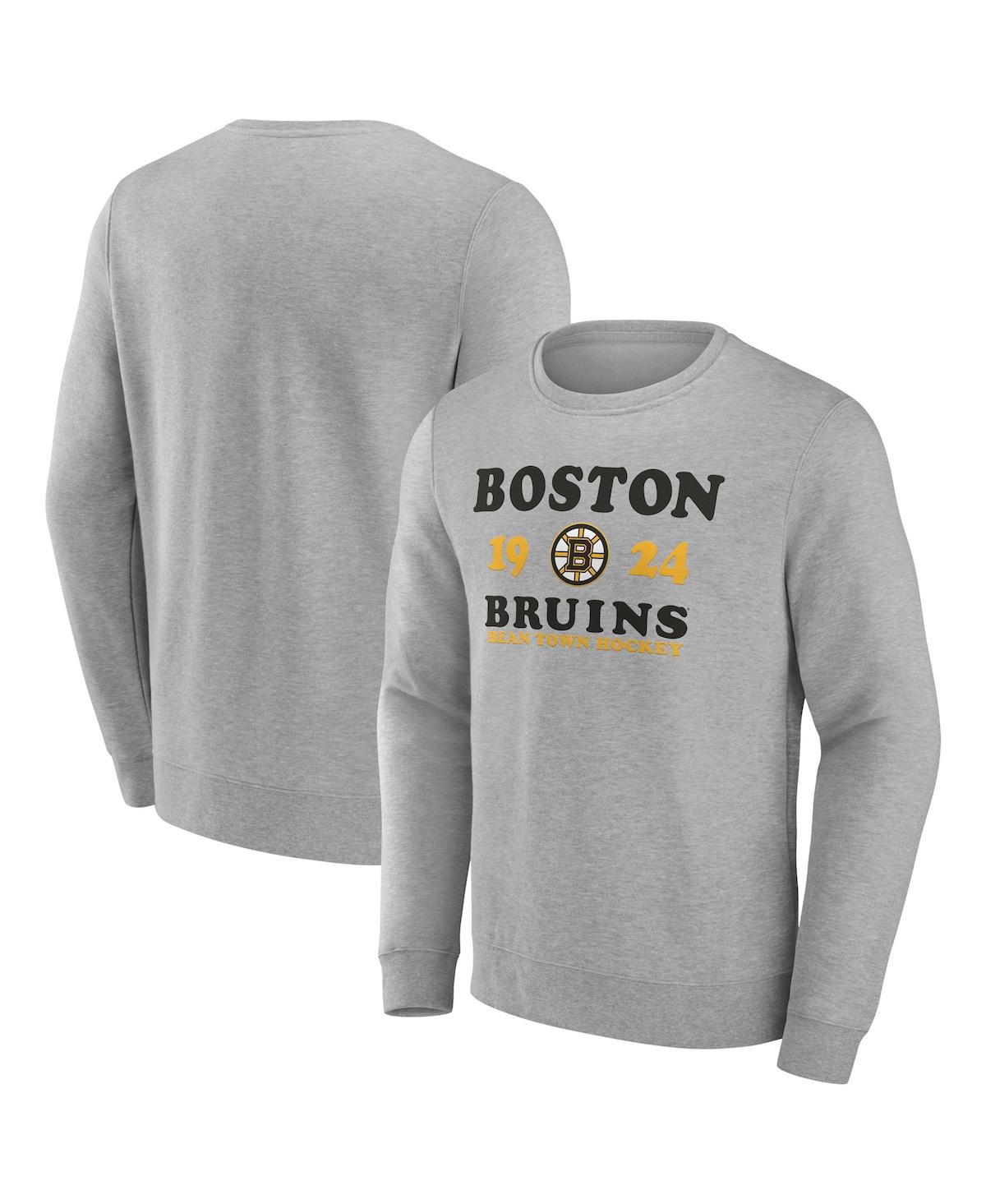 Shop Fanatics Men's  Heather Charcoal Boston Bruins Fierce Competitor Pullover Sweatshirt