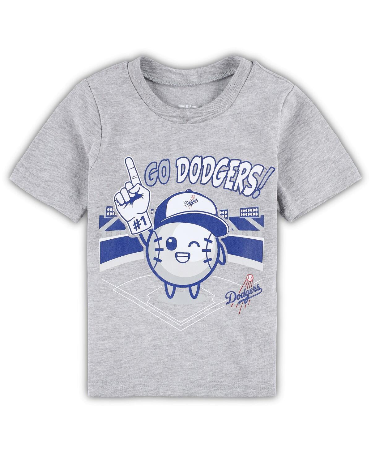 Shop Outerstuff Toddler Boys And Girls Heather Gray Los Angeles Dodgers Ball Boy T-shirt