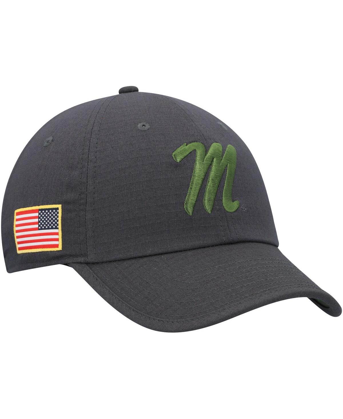 Men's NikeOle Miss Rebels Veterans Day Tactical Heritage86 Performance Adjustable Hat - Charcoal