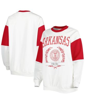 Women's White Arkansas Razorbacks It's A Vibe Dolman Pullover Sweatshirt
