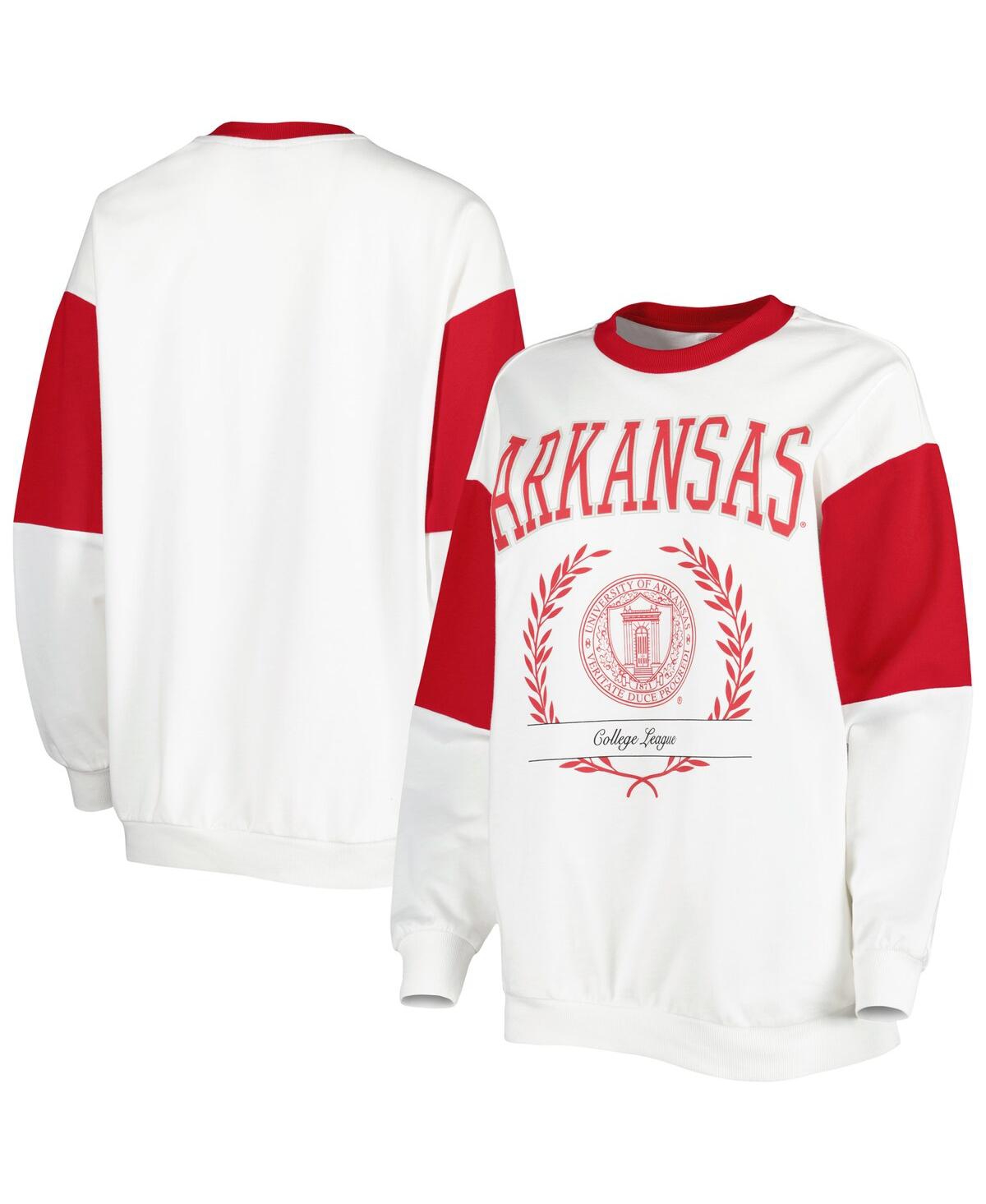 Shop Gameday Couture Women's  White Arkansas Razorbacks It's A Vibe Dolman Pullover Sweatshirt