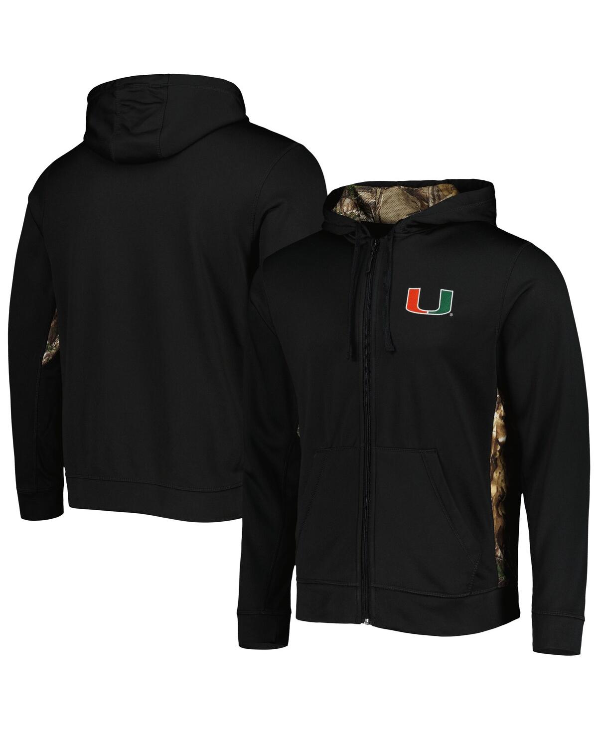 DUNBROOKE MEN'S DUNBROOKE BLACK, CAMO MIAMI HURRICANES DECOY FULL-ZIP HOODIE 
