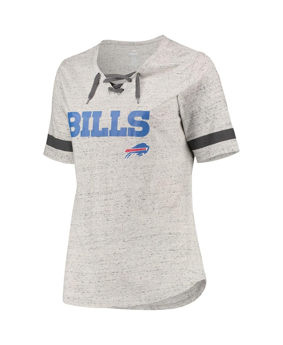 Shop Profile Women's Heathered Gray Buffalo Bills Plus Size Lace-up V-neck T-shirt