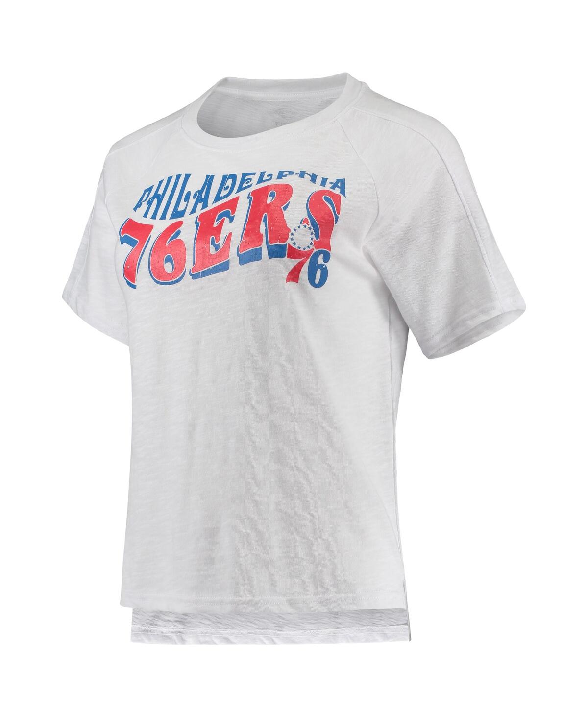 Concepts Sport Women's  Royal, White Philadelphia 76ers Resurgence Slub Burnout Raglan T-shirt And Sh In Royal,white