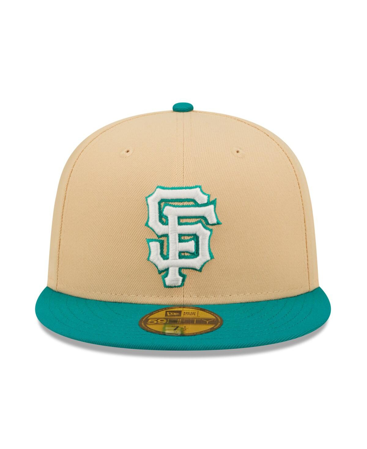 New Era Men's  Natural, Teal San Francisco Giants Mango Forest 59fifty Fitted Hat In Natural,teal