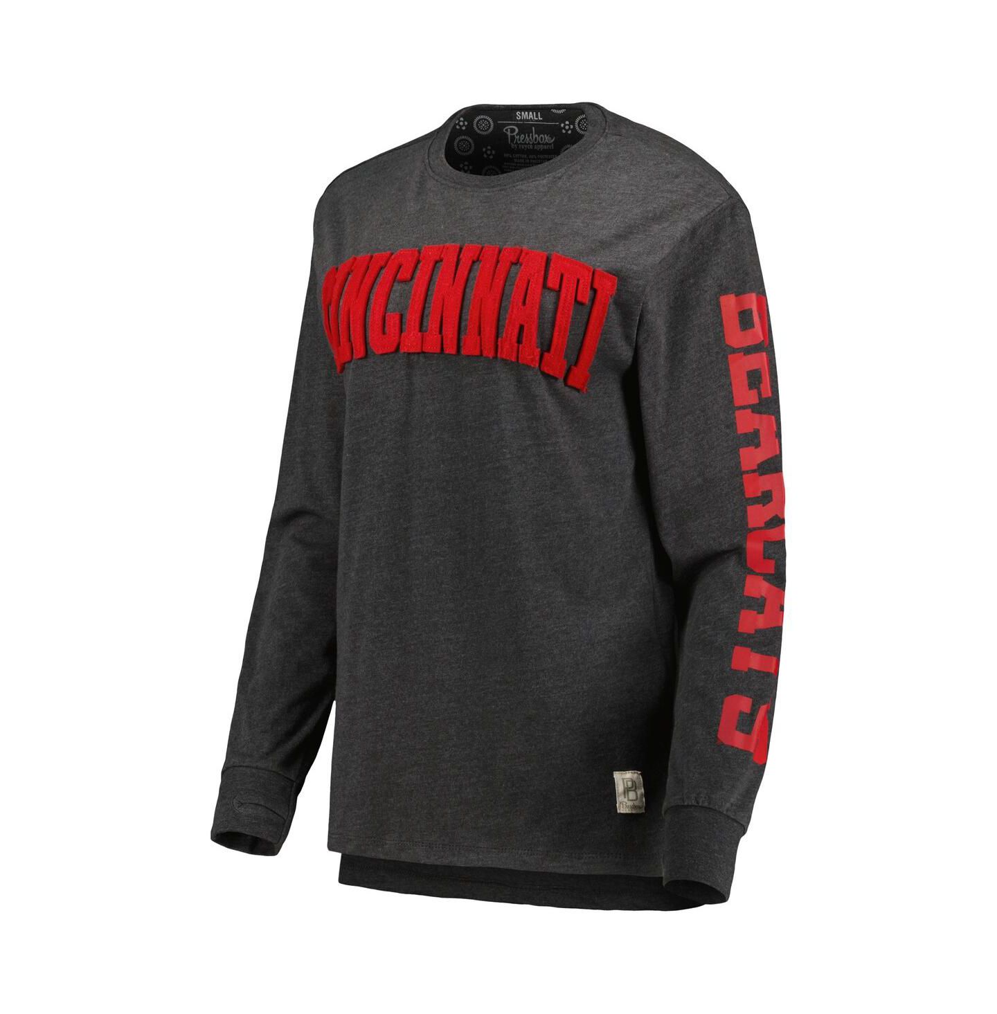 Женская футболка Pressbox Black Cincinnati Bearcats Two-Hit Canyon Long Sleeve — фото 3