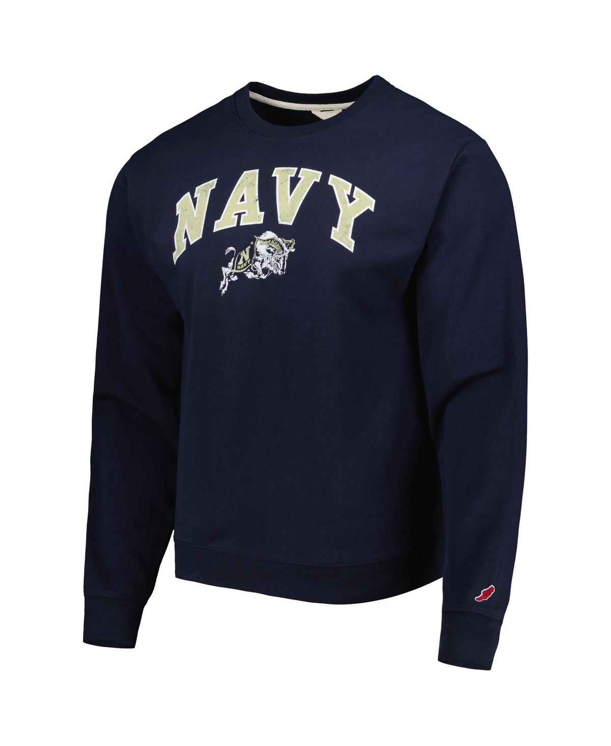 Shop League Collegiate Wear Men's  Navy Navy Midshipmen 1965 Arch Essential Fleece Pullover Sweatshirt
