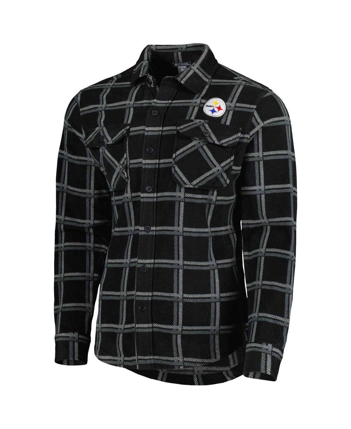 Shop Antigua Men's  Black Pittsburgh Steelers Industry Flannel Button-up Shirt Jacket