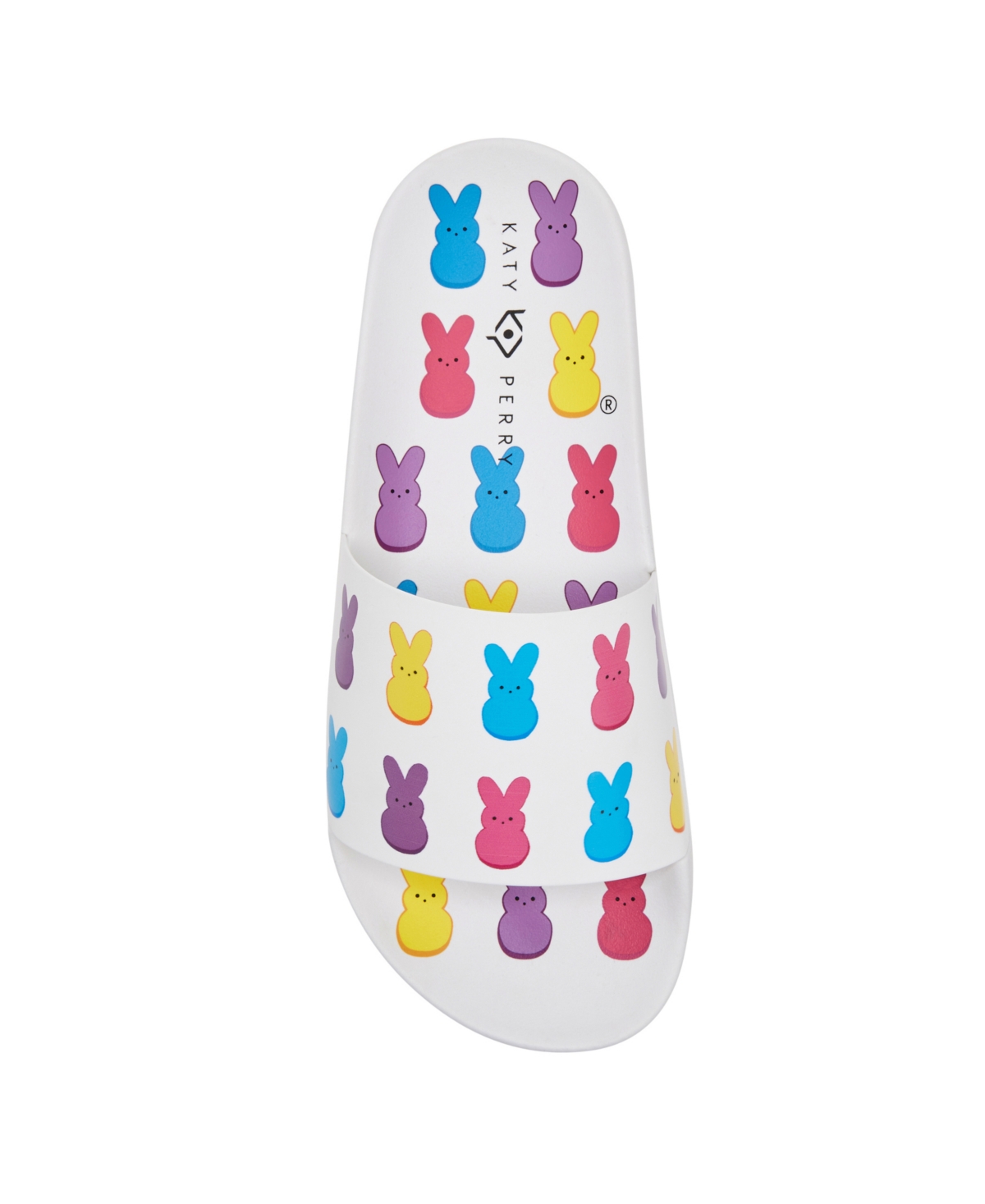 Katy Perry Women's Peeps Bunny Round Toe Slide Sandals - White Multi- Manmade
