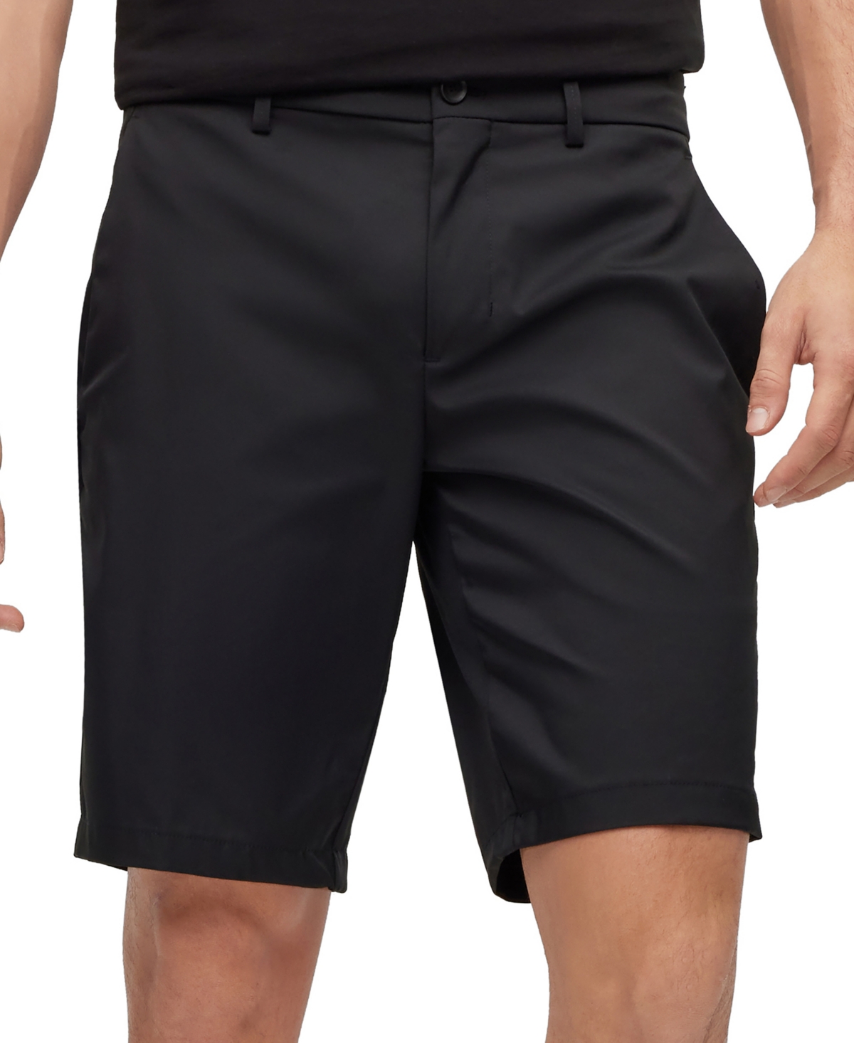 Shop Hugo Boss Boss By  Men's Water-repellent Twill Slim-fit Shorts In Black