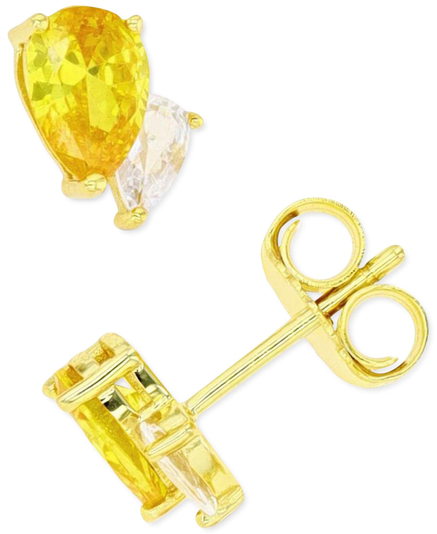 Cubic Zirconia Stud Earrings in Sterling Silver or 14k Gold over Sterling Silver