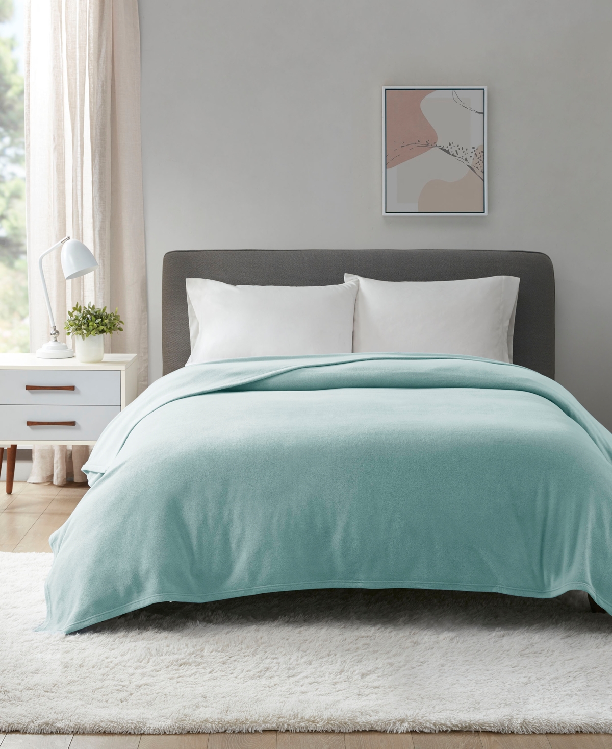 Home Design Easy Care Year-round Soft Fleece Blanket, King, Created For Macy's In Mint