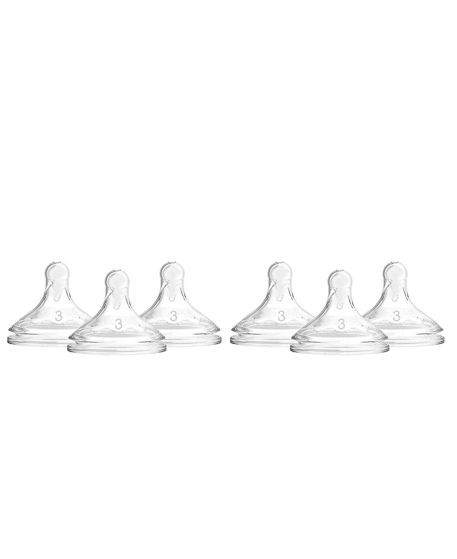 Baby Dr. Brown's Wide-Neck Baby Bottle Nipple, Level 3 (6m+), 6 Count