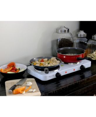 Electric Dual Burner Cooktop Buffet Range in Sleek White