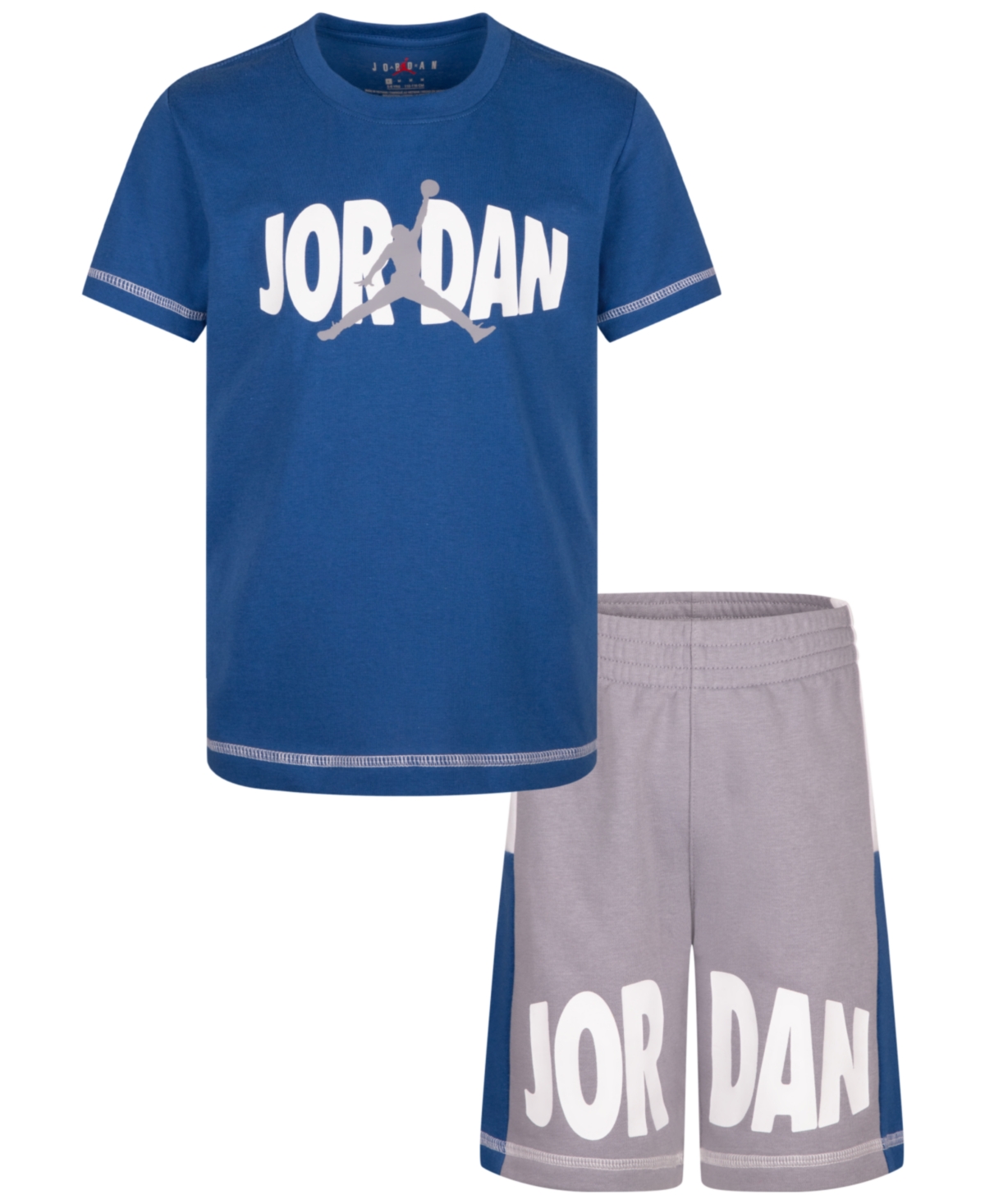 Jordan Little Boys Jumpman T-shirt And Split Blocked French Terry Shorts, 2 Piece Set In Cement Gray