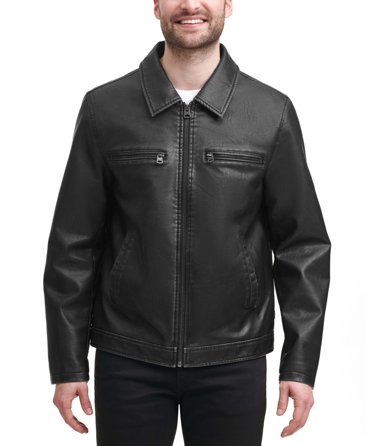 Levi's Men's Faux Leather Zip-front Jacket In Black