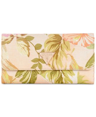 GUESS - Emiliya Peach Floral Small Snap-Closure Clutch