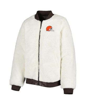 Women's Oatmeal, Brown Cleveland Browns Switchback Reversible Full-Zip Jacket