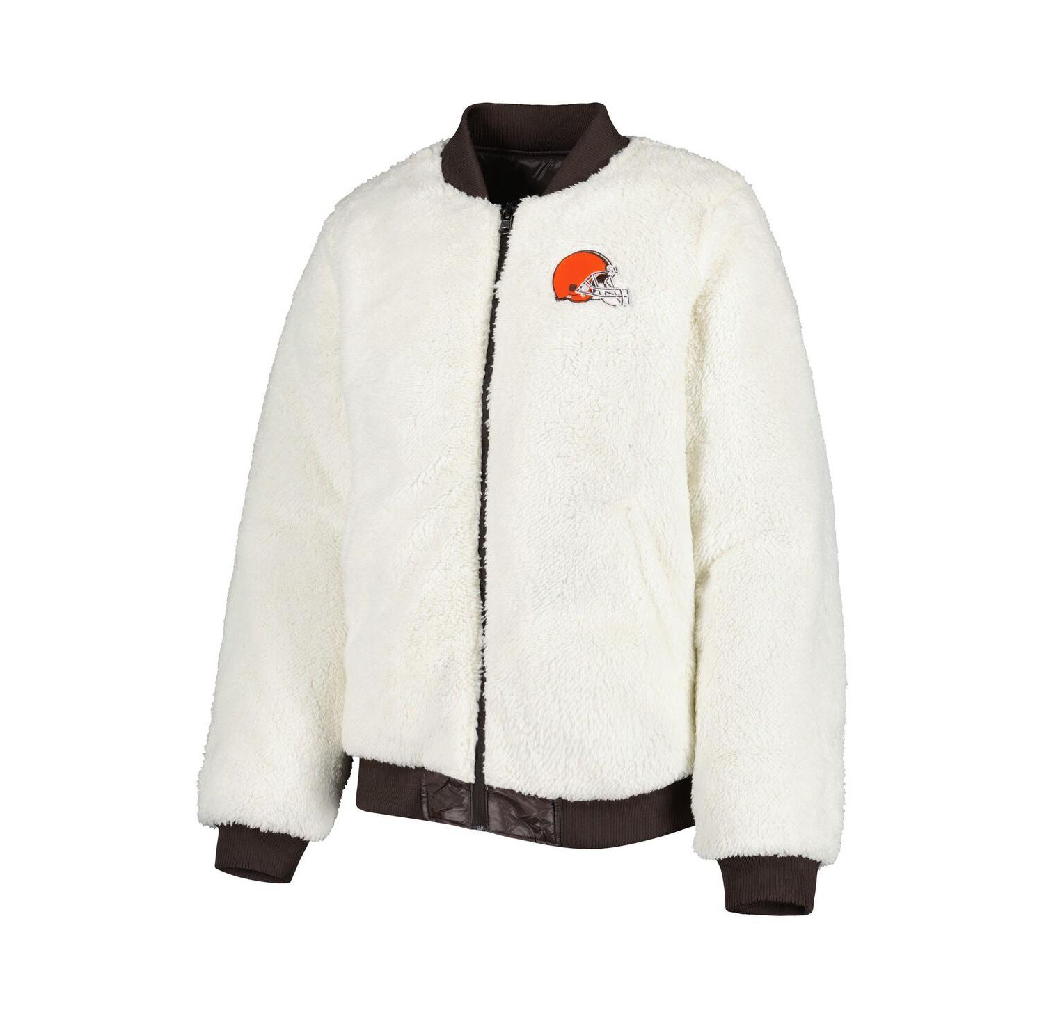 Women's Oatmeal, Brown Cleveland Browns Switchback Reversible Full-Zip Jacket