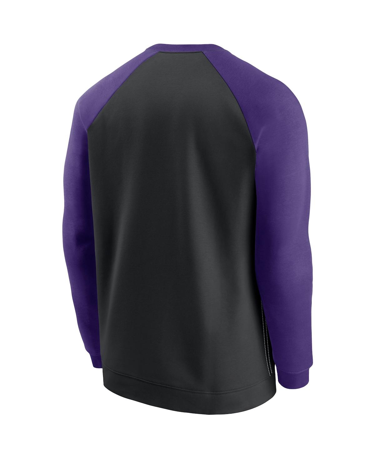 Shop Nike Men's  Black, Purple Minnesota Vikings Historic Raglan Crew Performance Sweater In Black,purple