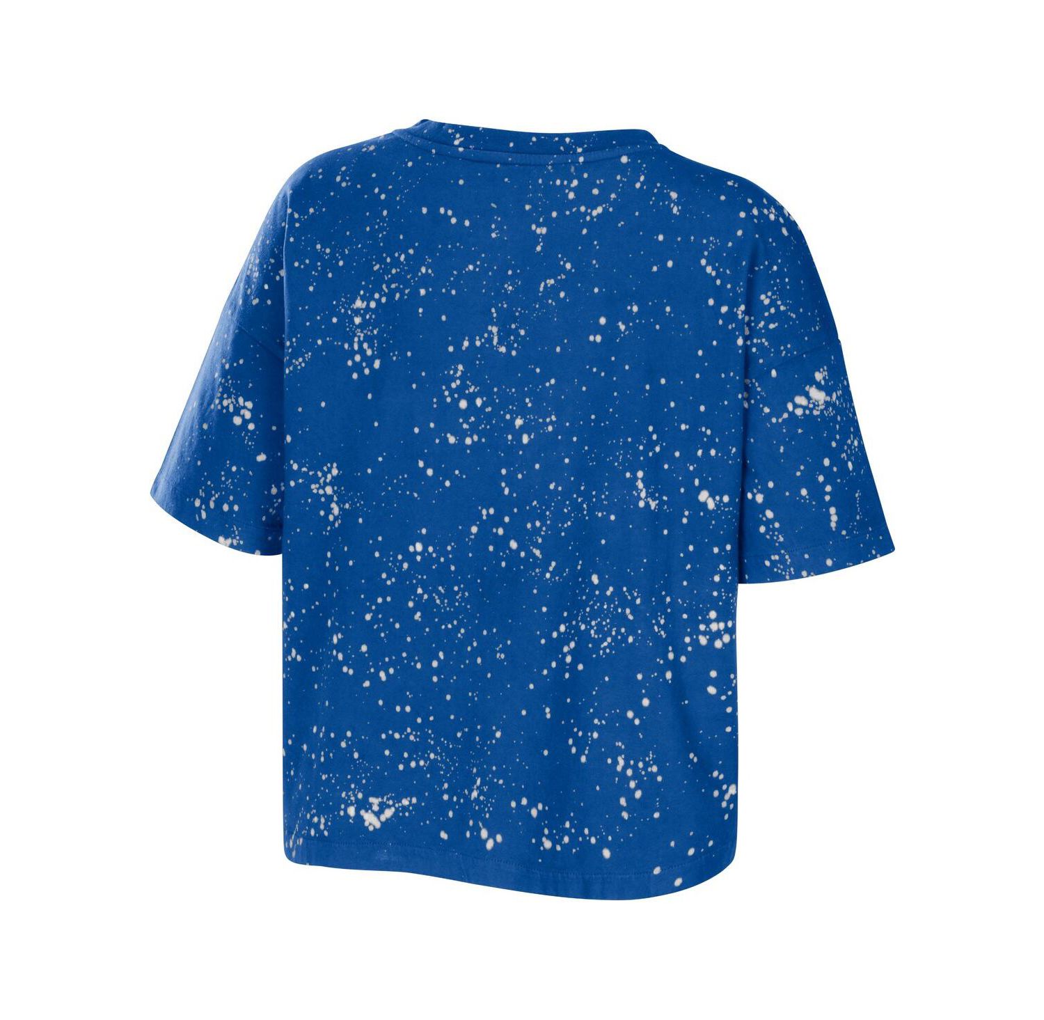 Women's Royal Philadelphia 76ers Bleach Splatter Notch Neck T-shirt