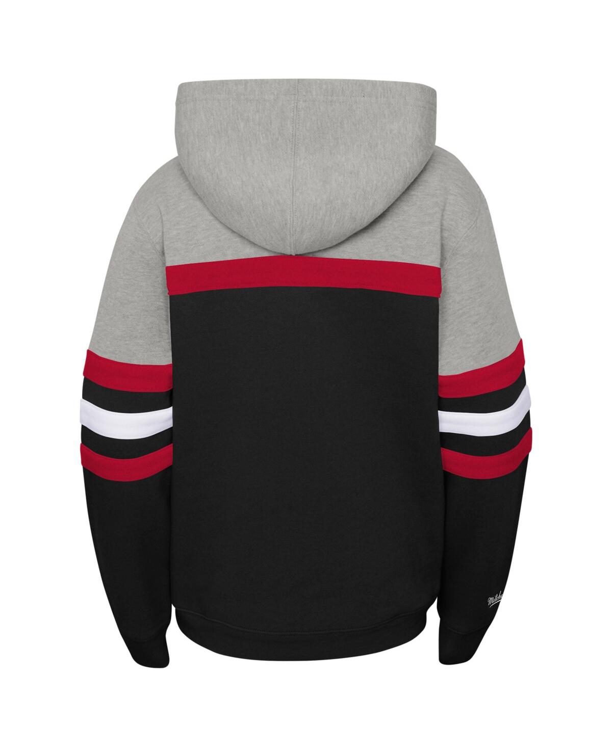 Mitchell & Ness Big Boys  Heather Gray, Black Chicago Bulls Hardwood Classics Head Coach Pullover Hoo In Heather Gray,black