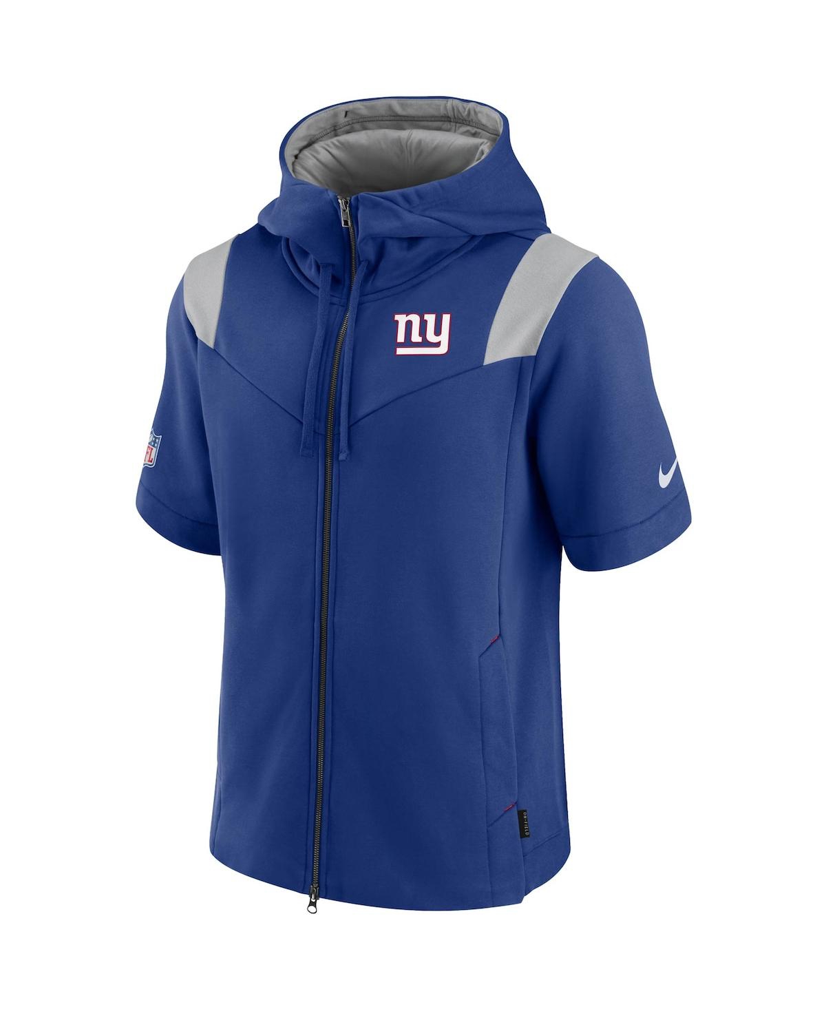 Shop Nike Men's  Royal New York Giants Sideline Showout Short Sleeve Full-zip Hoodie