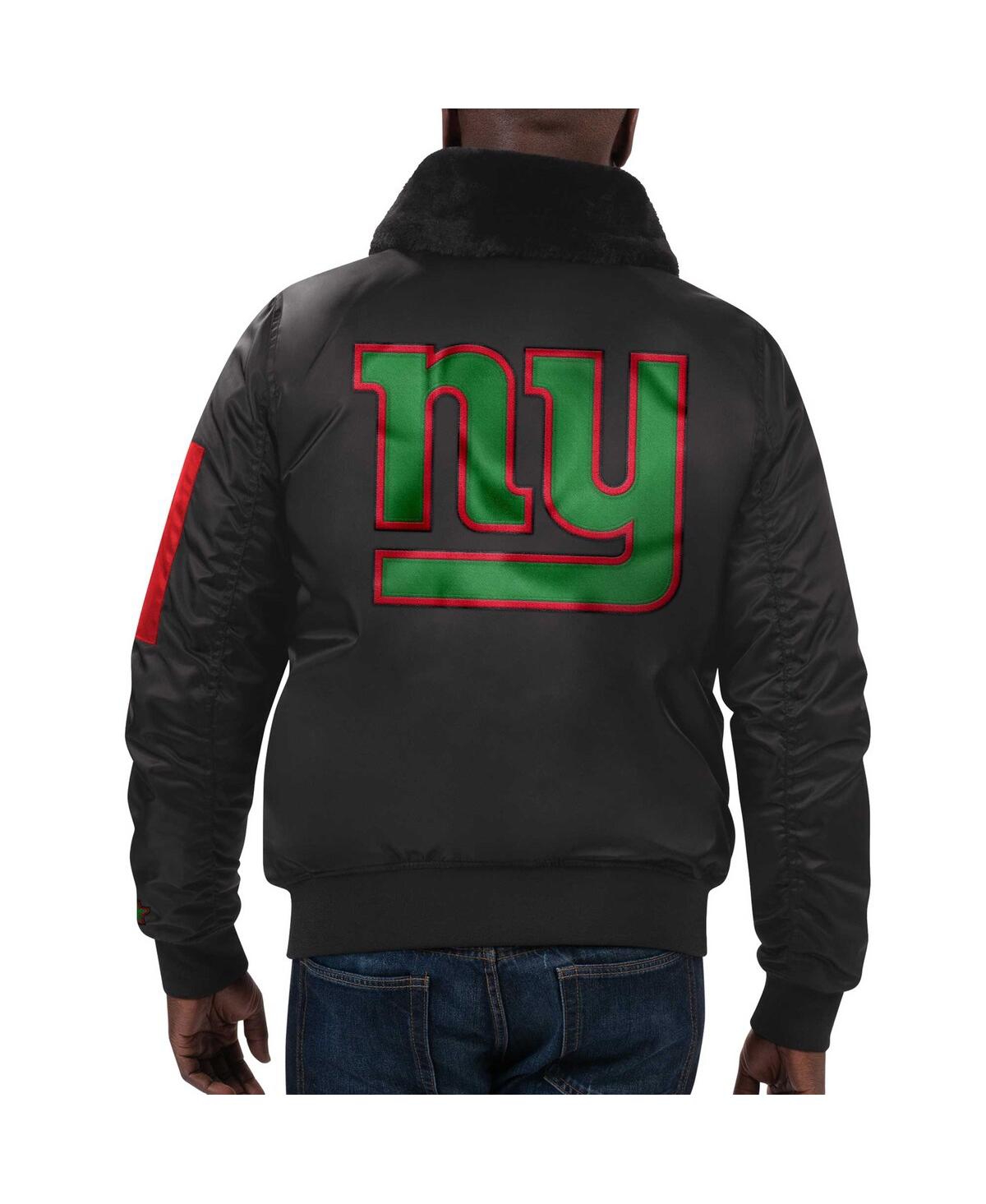 Starter Men's  X Ty Mopkins Black New York Giants Black History Month Satin Full-zip Jacket In Black