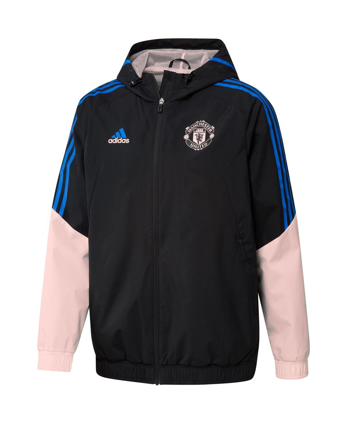 Shop Adidas Originals Men's Adidas Black Manchester United Training All-weather Raglan Full-zip Hoodie Jacket