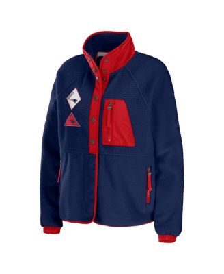 Women's Navy New England Patriots Polar Fleece Raglan Full-Snap Jacket
