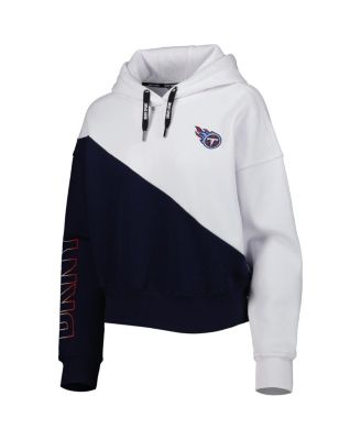 Women's White, Navy Tennessee Titans Bobbi Color Blocked Pullover Hoodie