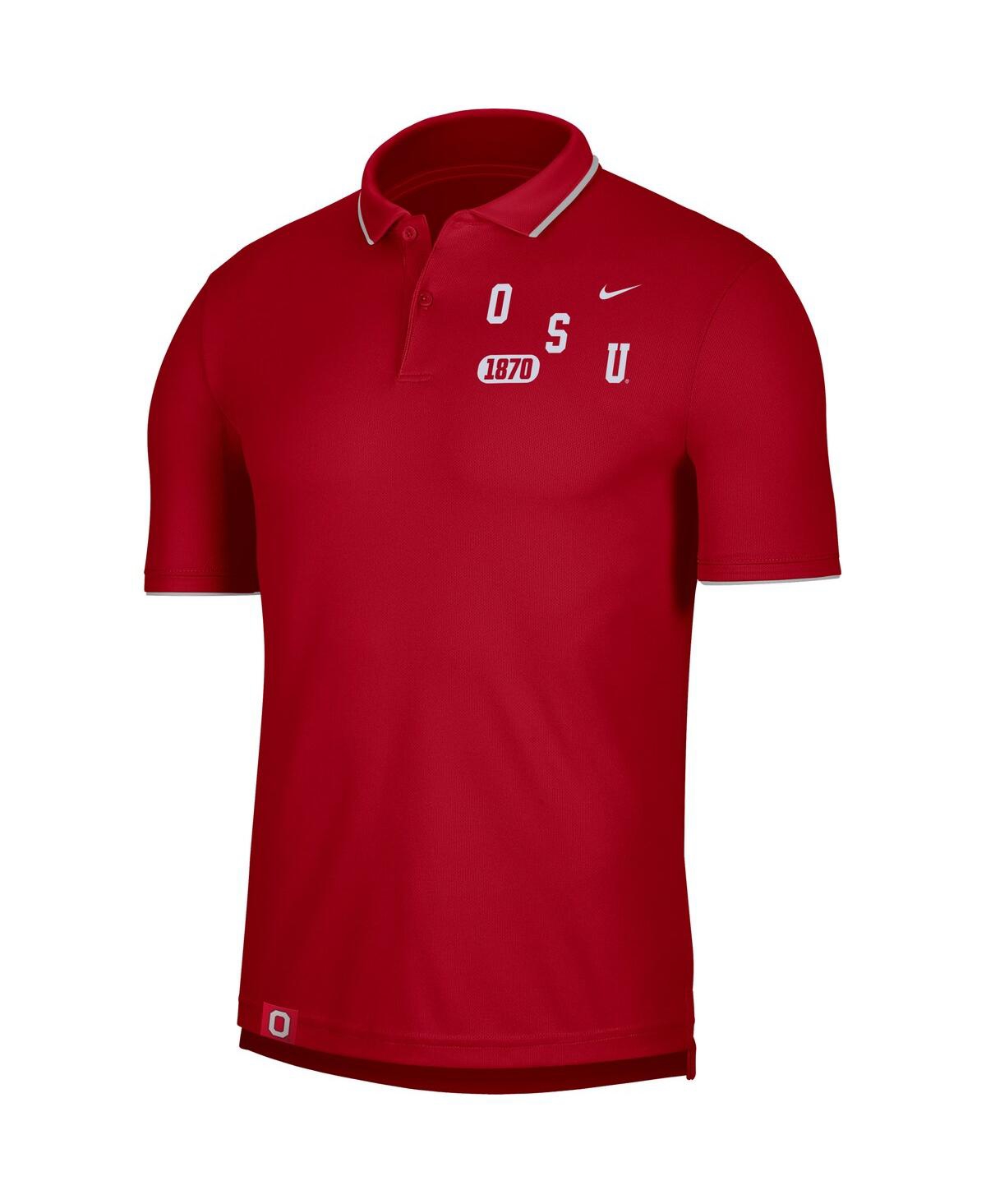 Men's NikeOhio State Buckeyes Wordmark Performance Polo Shirt - Scarlet