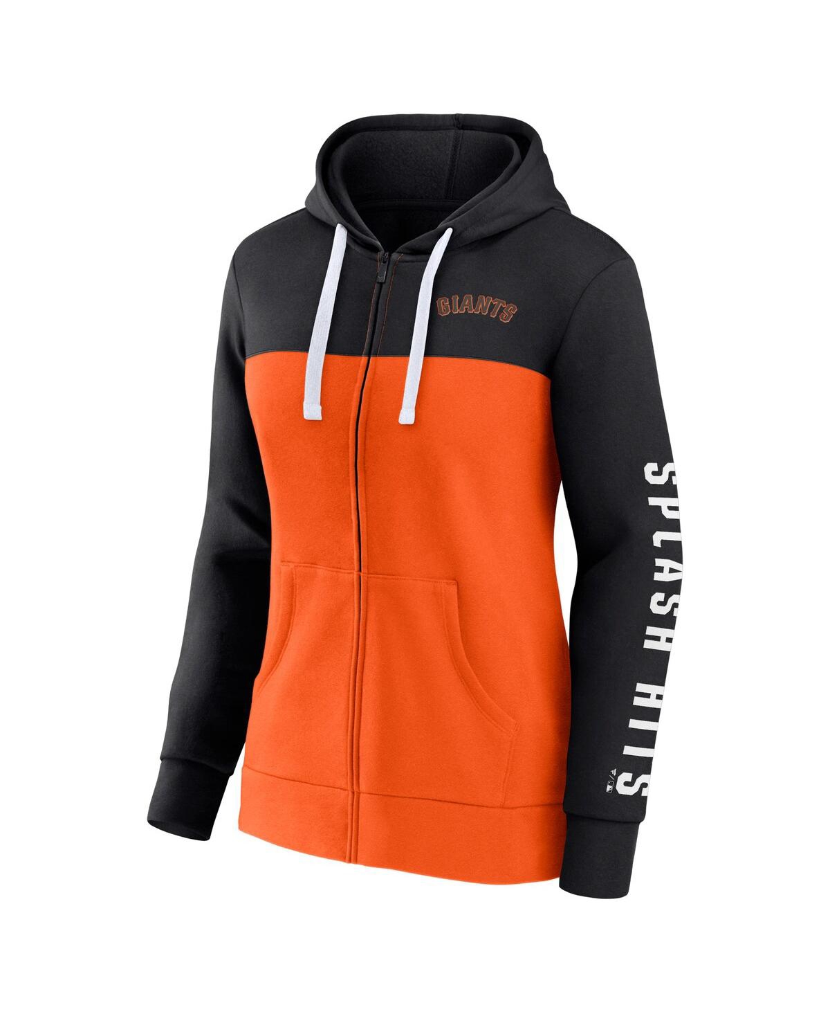 Fanatics Women's  Black, Orange San Francisco Giants Take The Field Colorblocked Hoodie Full-zip Jack In Black,orange