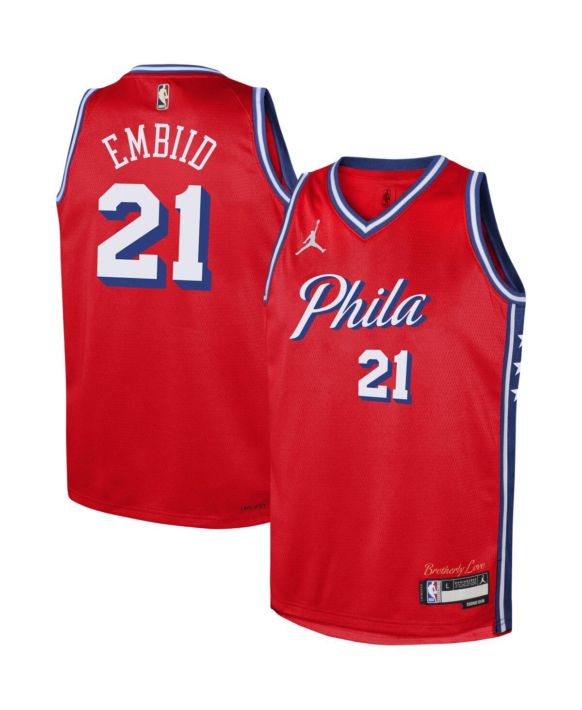 Big Boys Jordan Joel EmbiidPhiladelphia 76ers 2022/23 Swingman Jersey - Statement Edition - Red