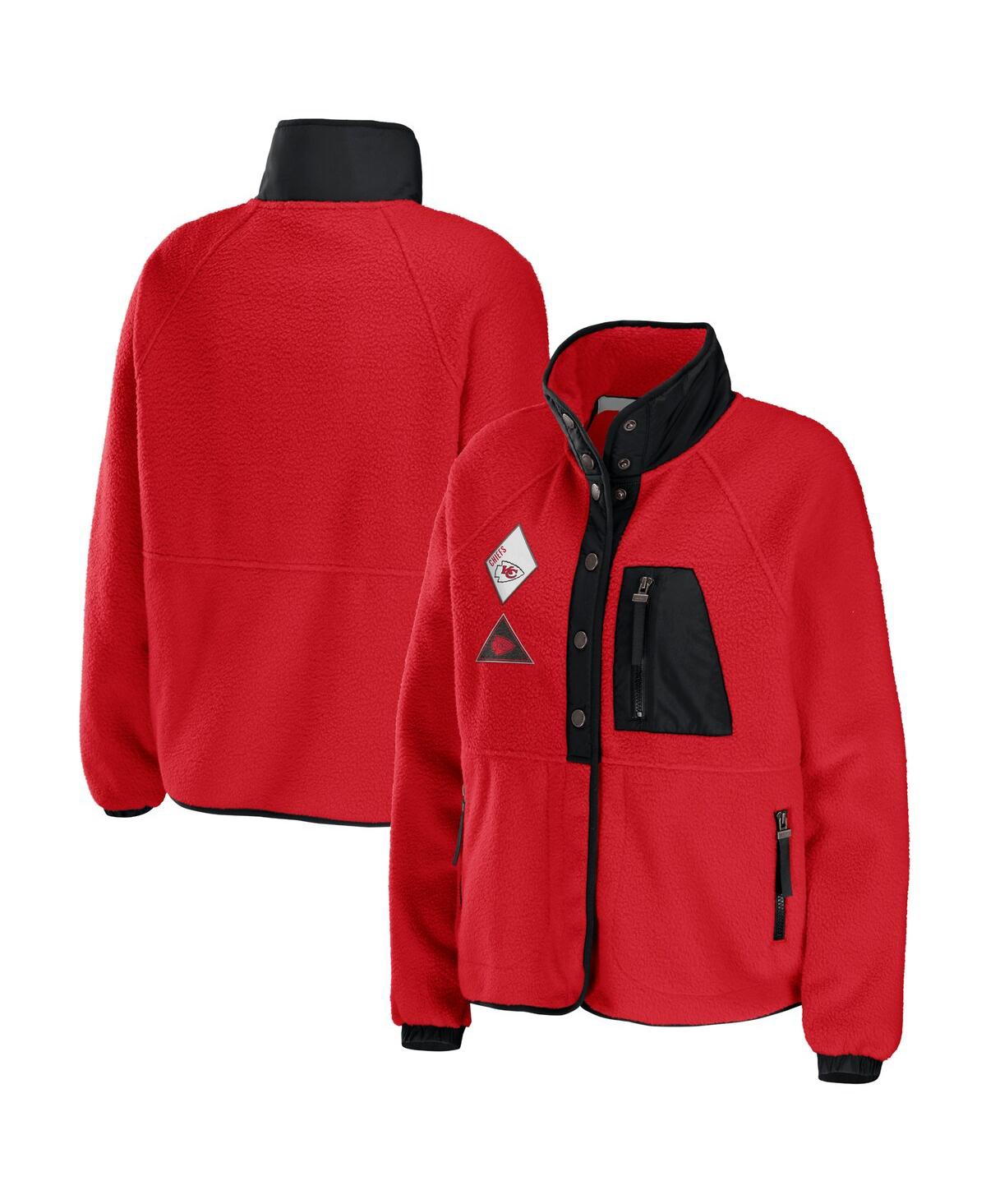 Shop Wear By Erin Andrews Women's  Red Kansas City Chiefs Polar Fleece Raglan Full-snap Jacket