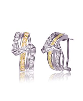 Sterling Silver Cubic Zirconia Cross Path Stud Earrings