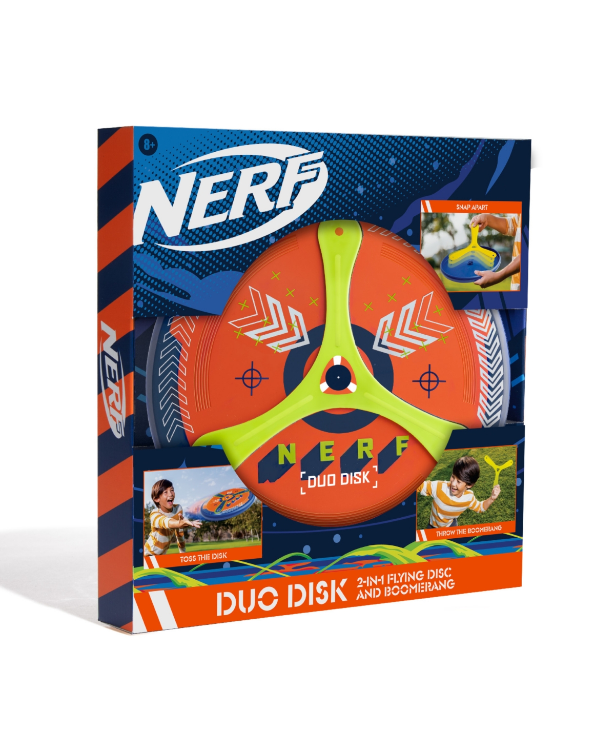 Shop Nerf Boomdisk Two In One Boomerang Frisbee Combo Long Distance Thrower In Blue
