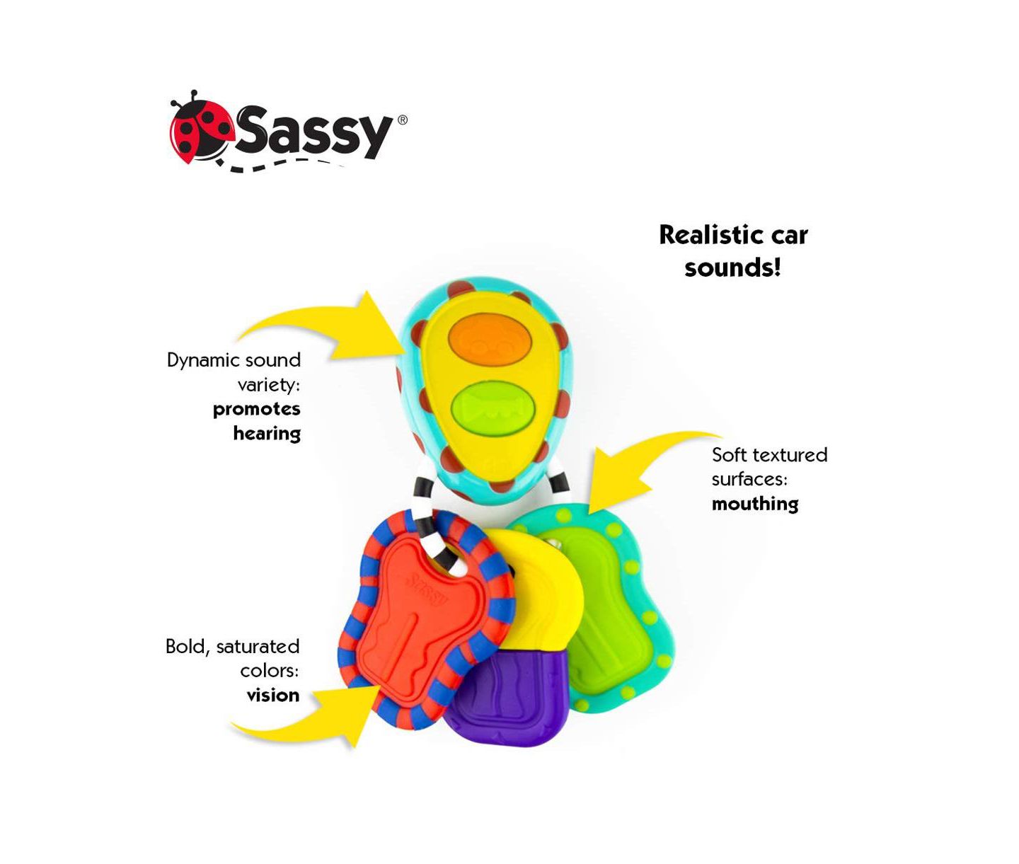 Развивающая игрушка Sassy Baby Electronic Keys «Электронные ключи», от 3 месяцев — фото 2